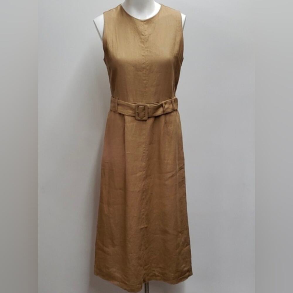 Everlane The Linen Belted Midi Dress Women's Size 2 Old Money Classic Effortless